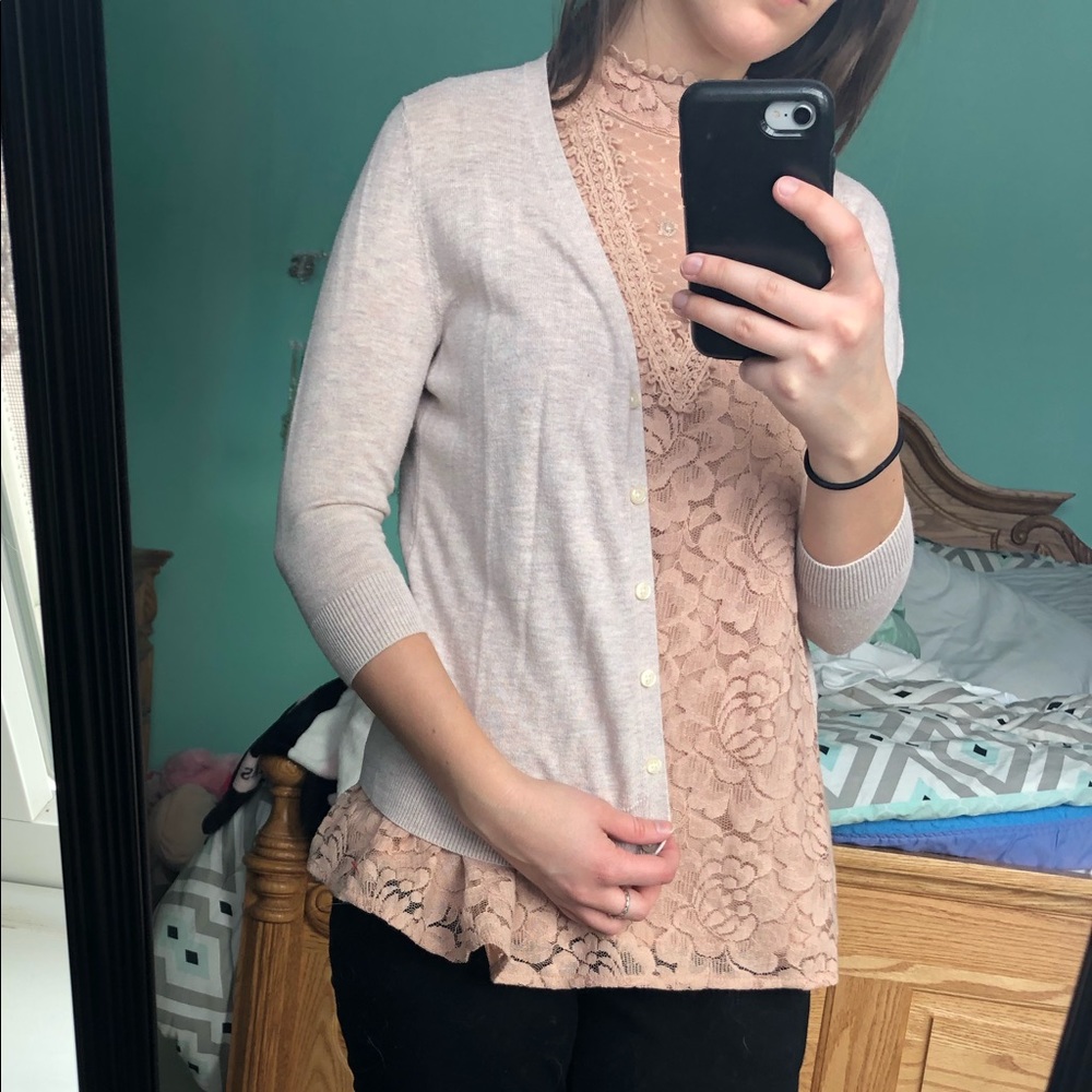 Tan 3/4 sleeve cardigan